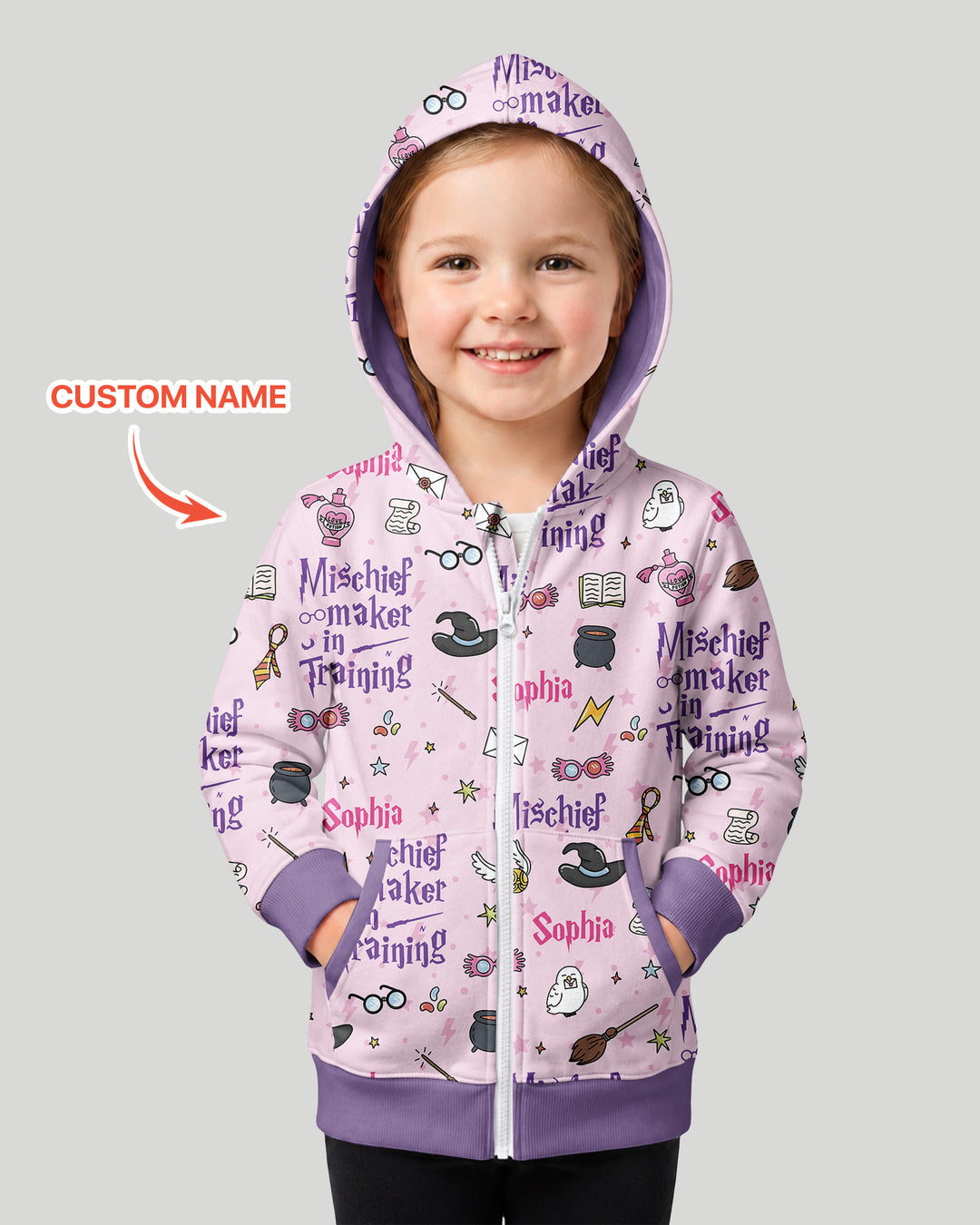 Custom Name Mischief Maker In Training Bamboo Zip Hoodie