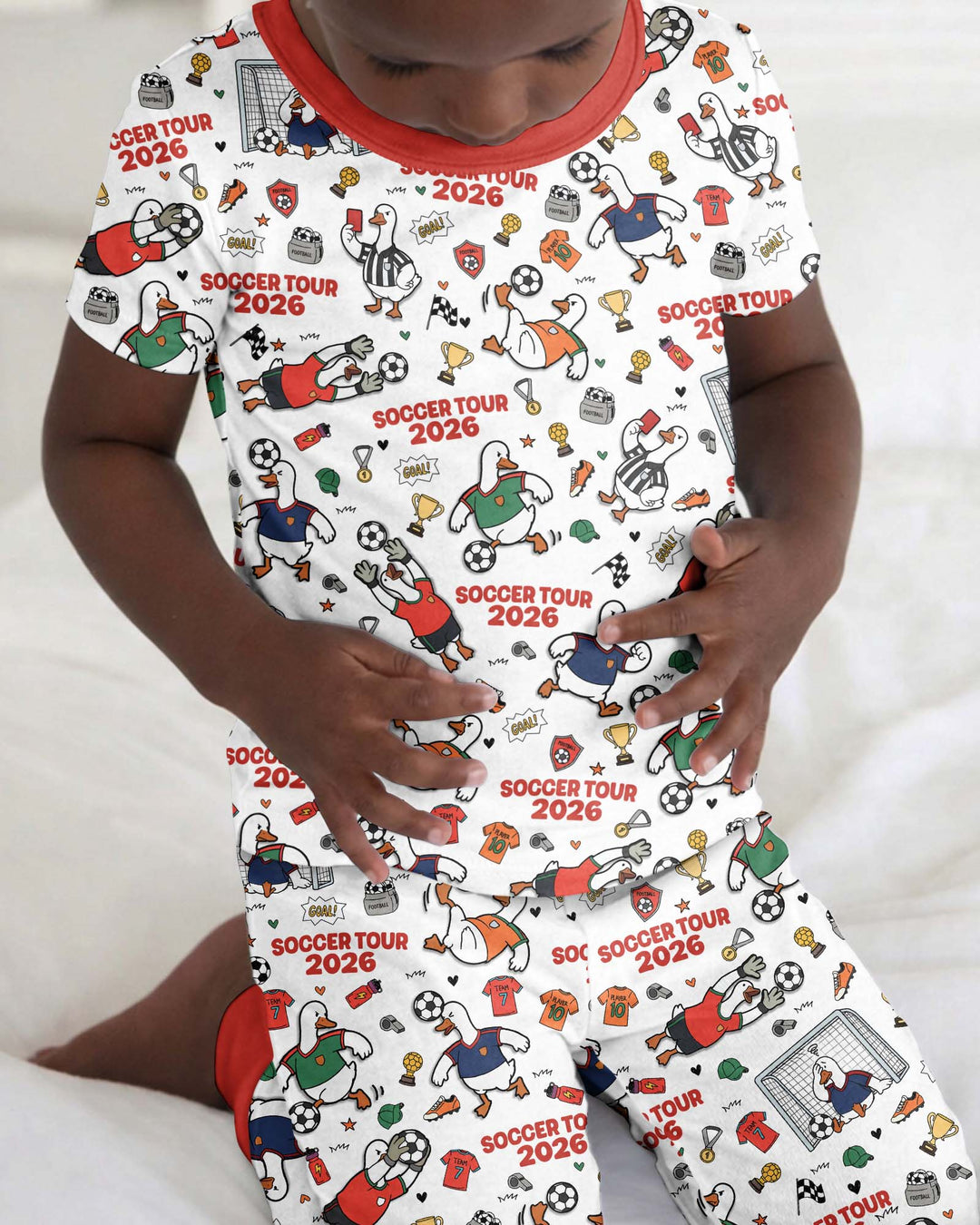 Funny Goose Soccer Tour 2026 Bamboo Two Piece Short Sleeve Pajama Set
