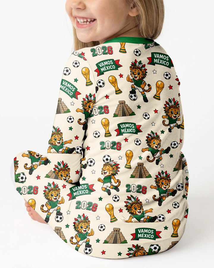 Jaguar 2026 Vamos Mexico Family Matching Bamboo Two Piece Long Sleeve Pajama Set