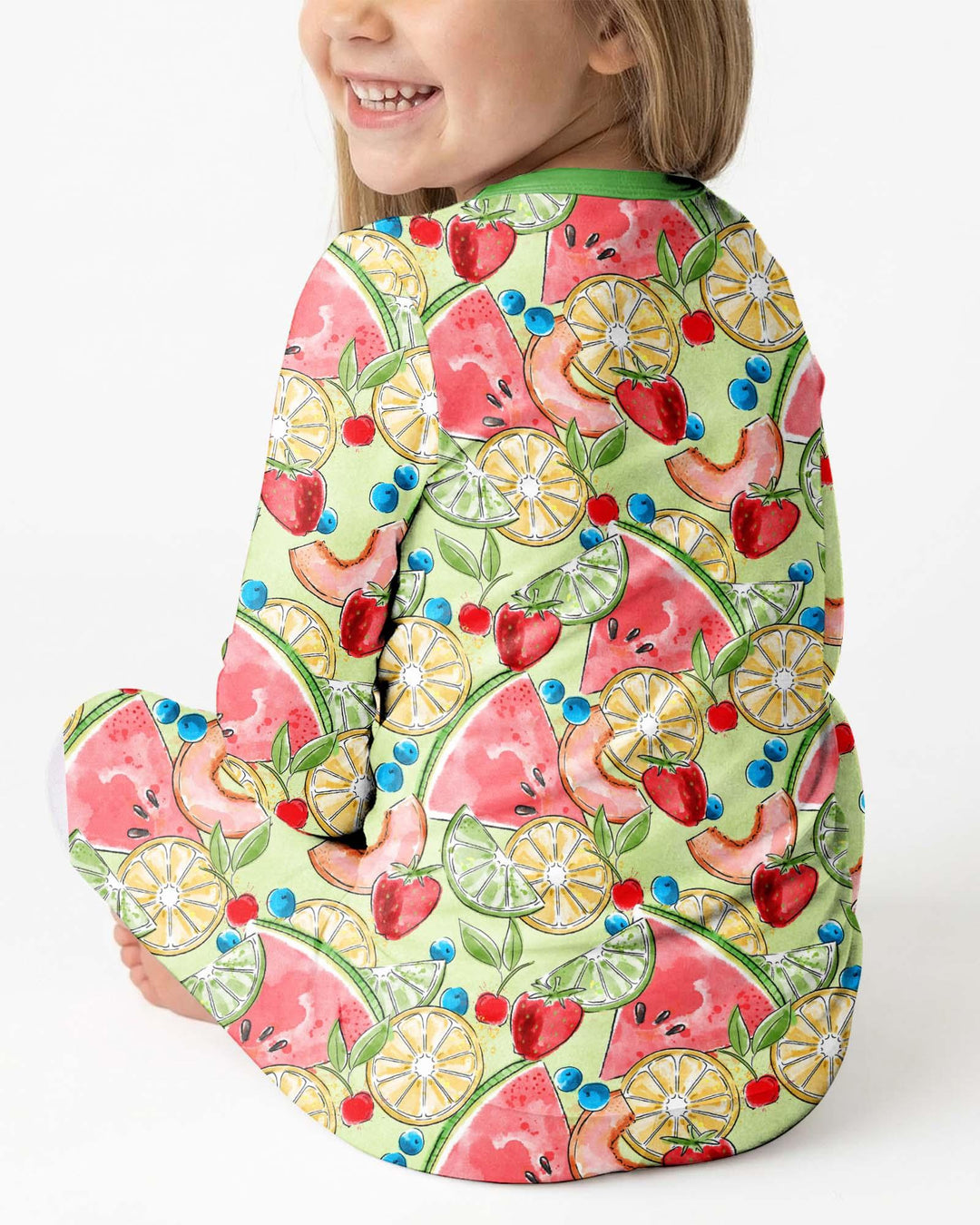 Sweet Summer Fruits Family Matching Bamboo Two Piece Long Sleeve Pajama Set
