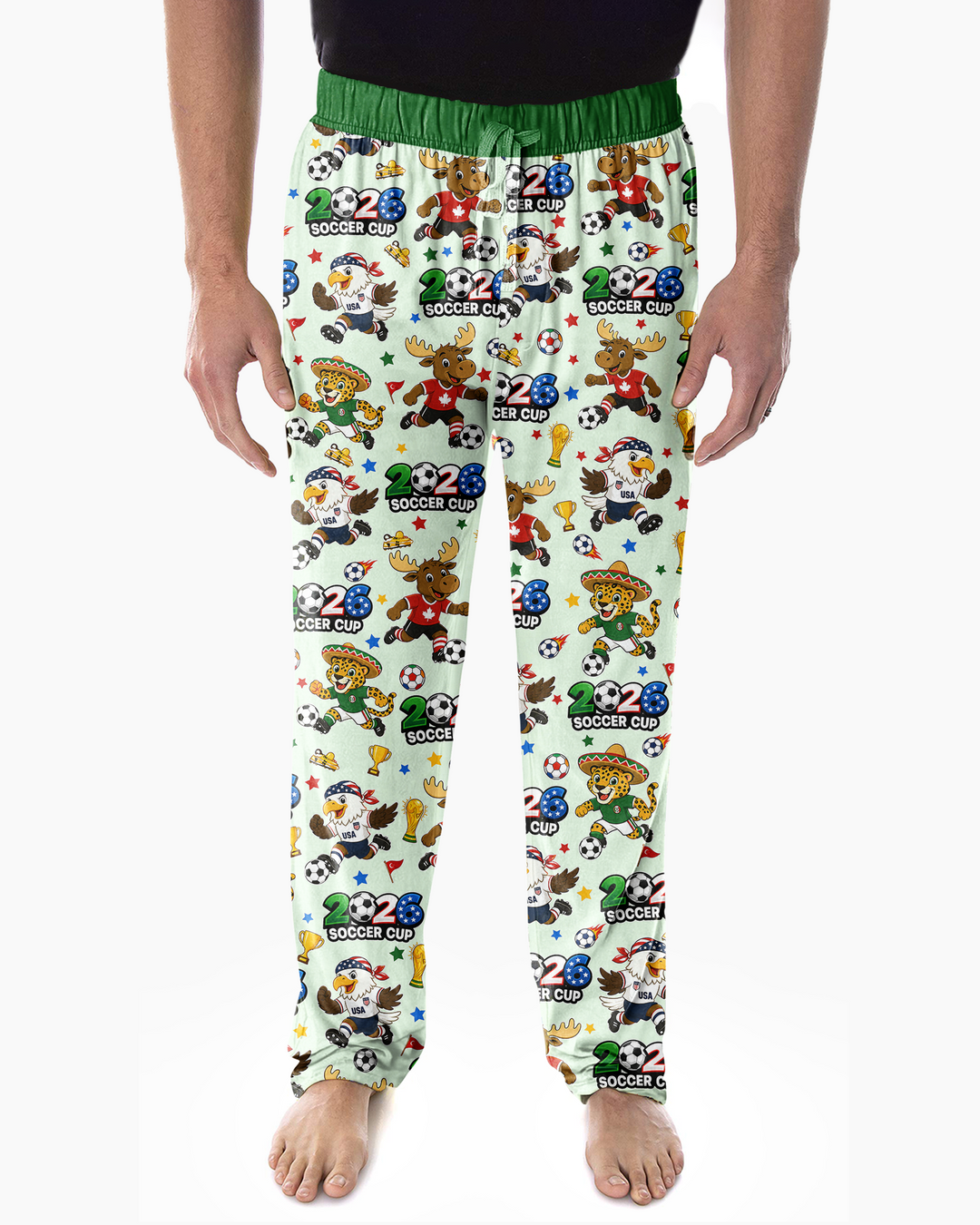 Soccer Cup Cute Mascots Bamboo Men's Pajama Set