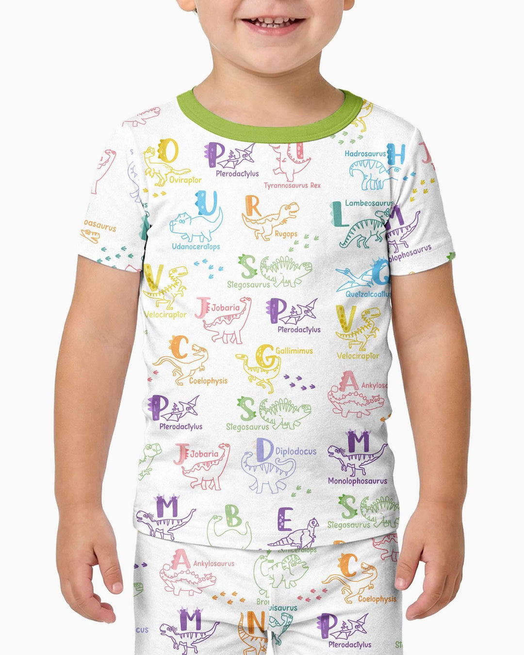 Dino Alphabet ABC Bamboo Two Piece Short Sleeve Pajama Set