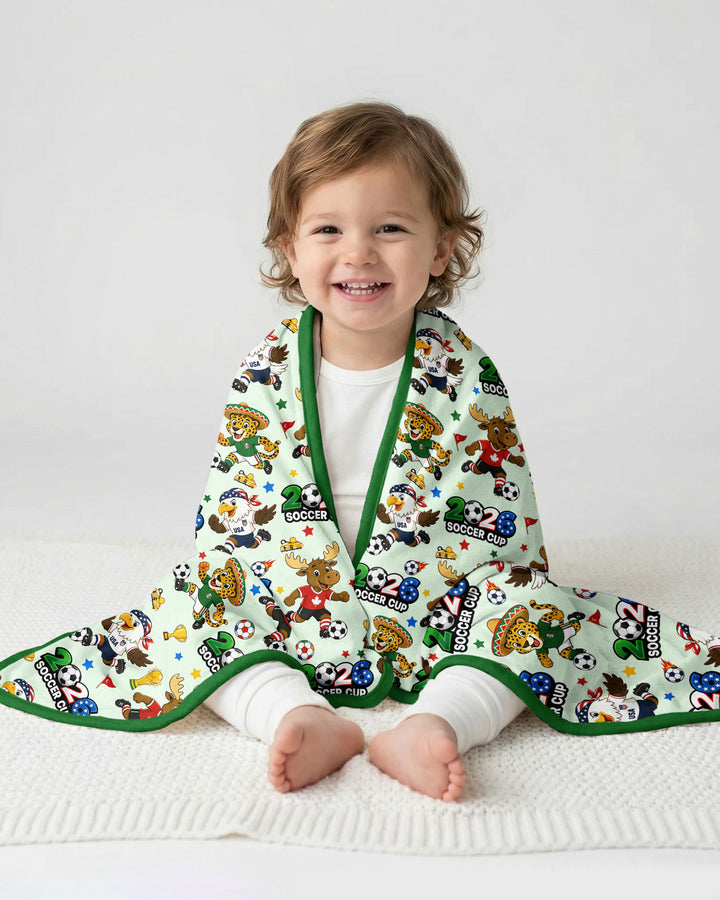 Soccer Cup Cute Mascots Bamboo Blanket