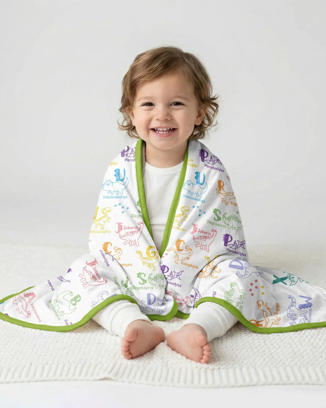 Dino Alphabet ABC Bamboo Blanket