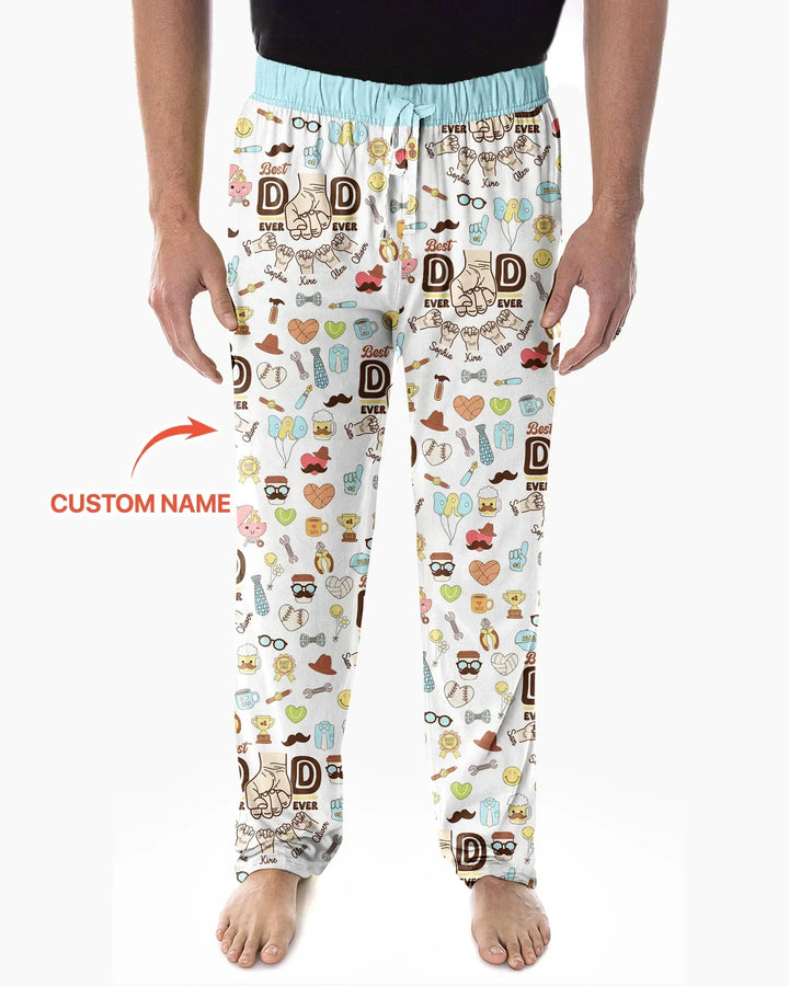 Custom Kids Name Best Dad Ever Bamboo Men's Pajama Set