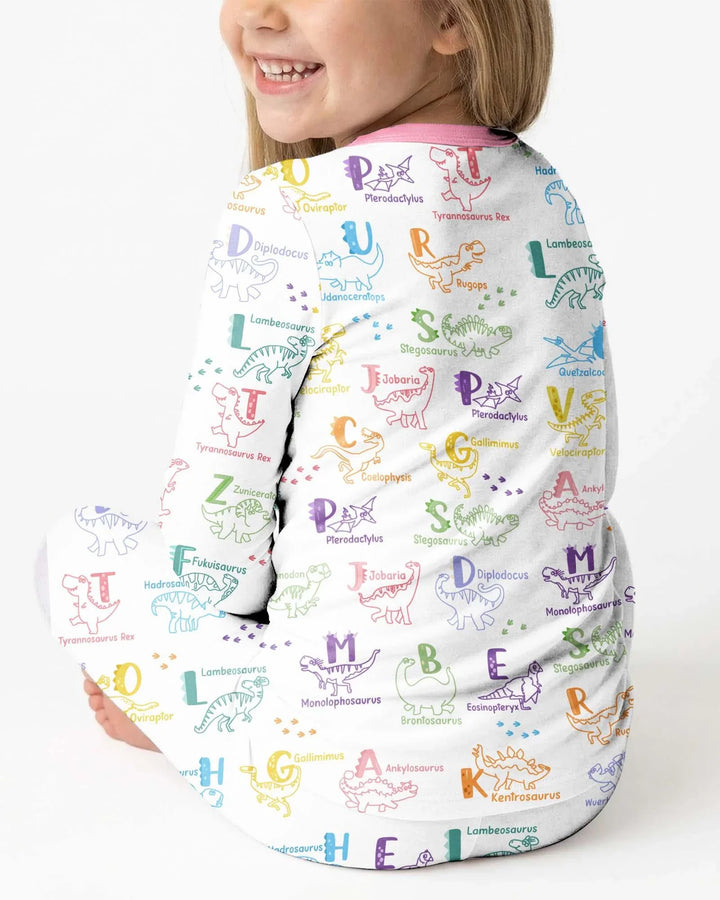 Dino Alphabet ABC Bamboo Two Piece Long Sleeve Pajama Set