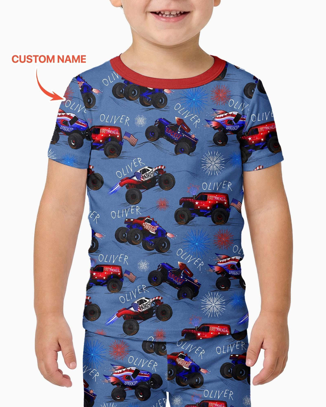 All American Thunder Custom Name Bamboo Two Piece Short Sleeve Pajama Set