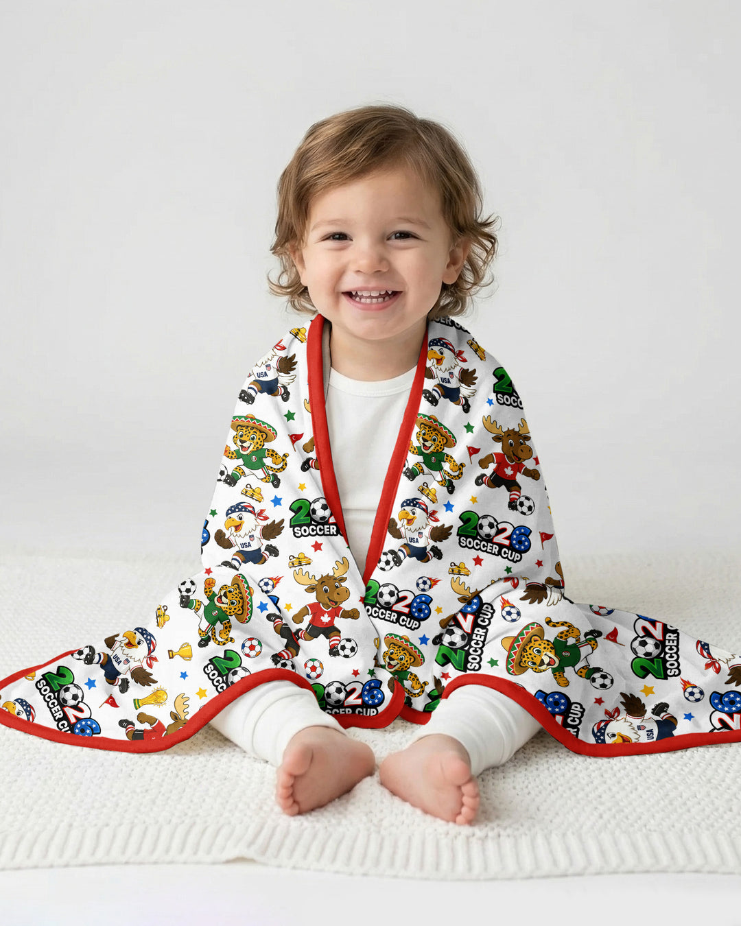 Soccer Cup Cute Mascots Bamboo Blanket