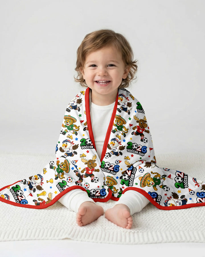 Soccer Cup Cute Mascots Bamboo Blanket