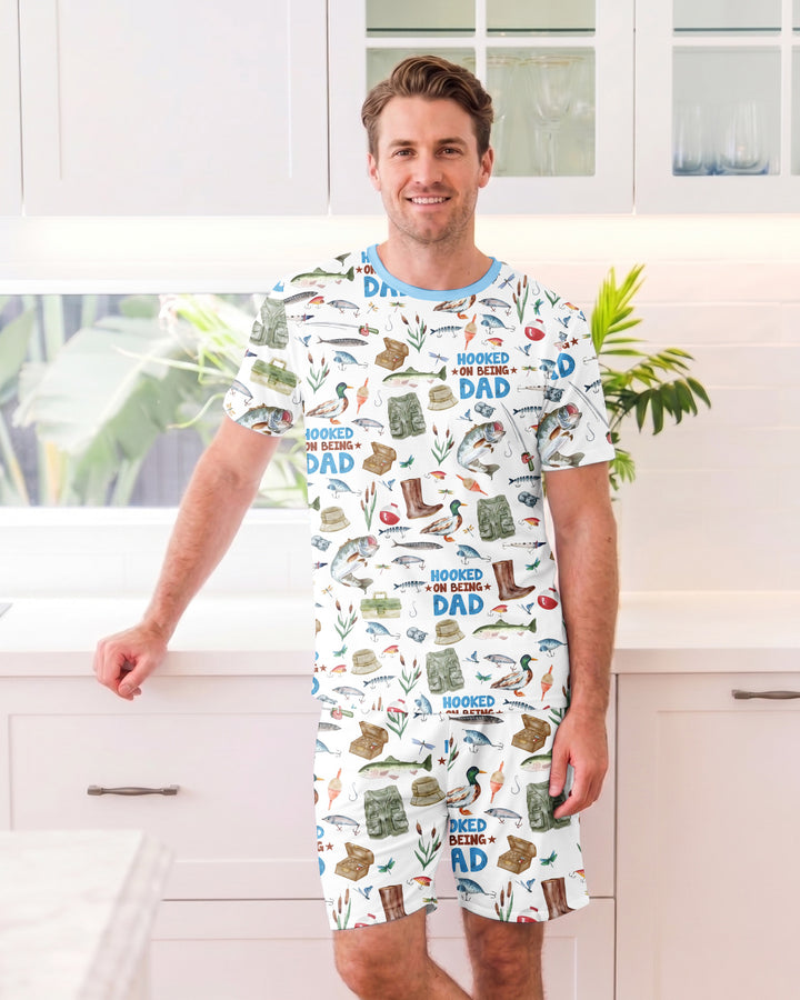 Hooked The Best Dad Daddy & Me Matching Bamboo Men Short Sleeve Short Pajama Set