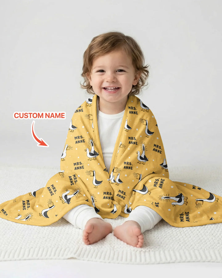 Custom Funny Seagulls Teacher Bamboo Blanket