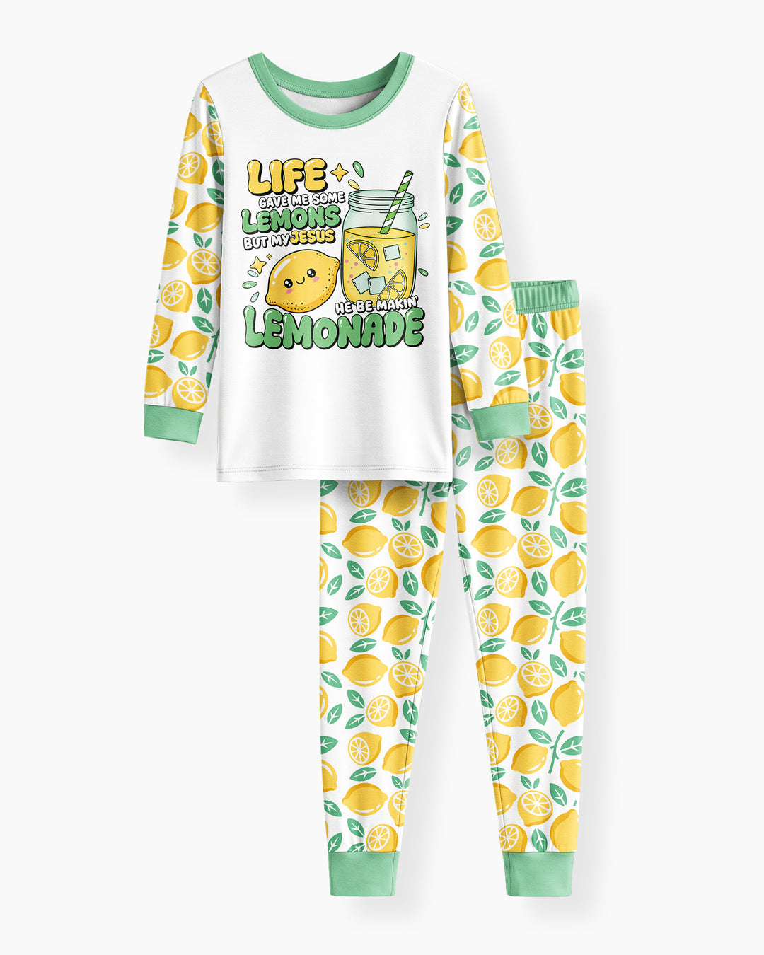 Inspired Life Gave Me Lemons Bamboo Two Piece Long Sleeve Pajama Set