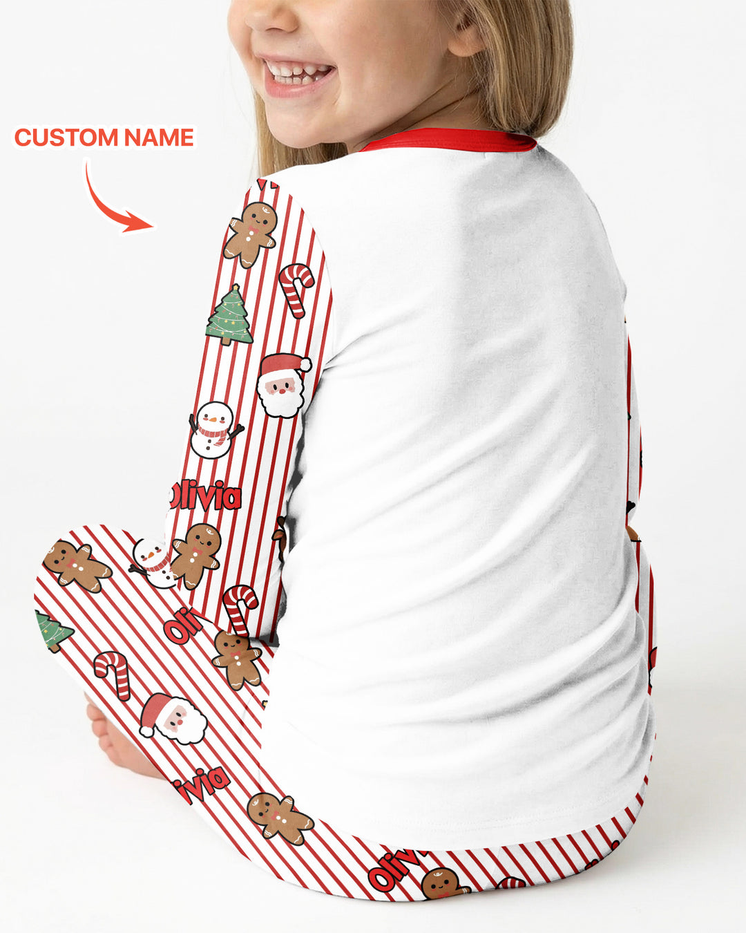 Custom Name Funny Christmas Crossing Bamboo Two Piece Long Sleeve Pajama Set