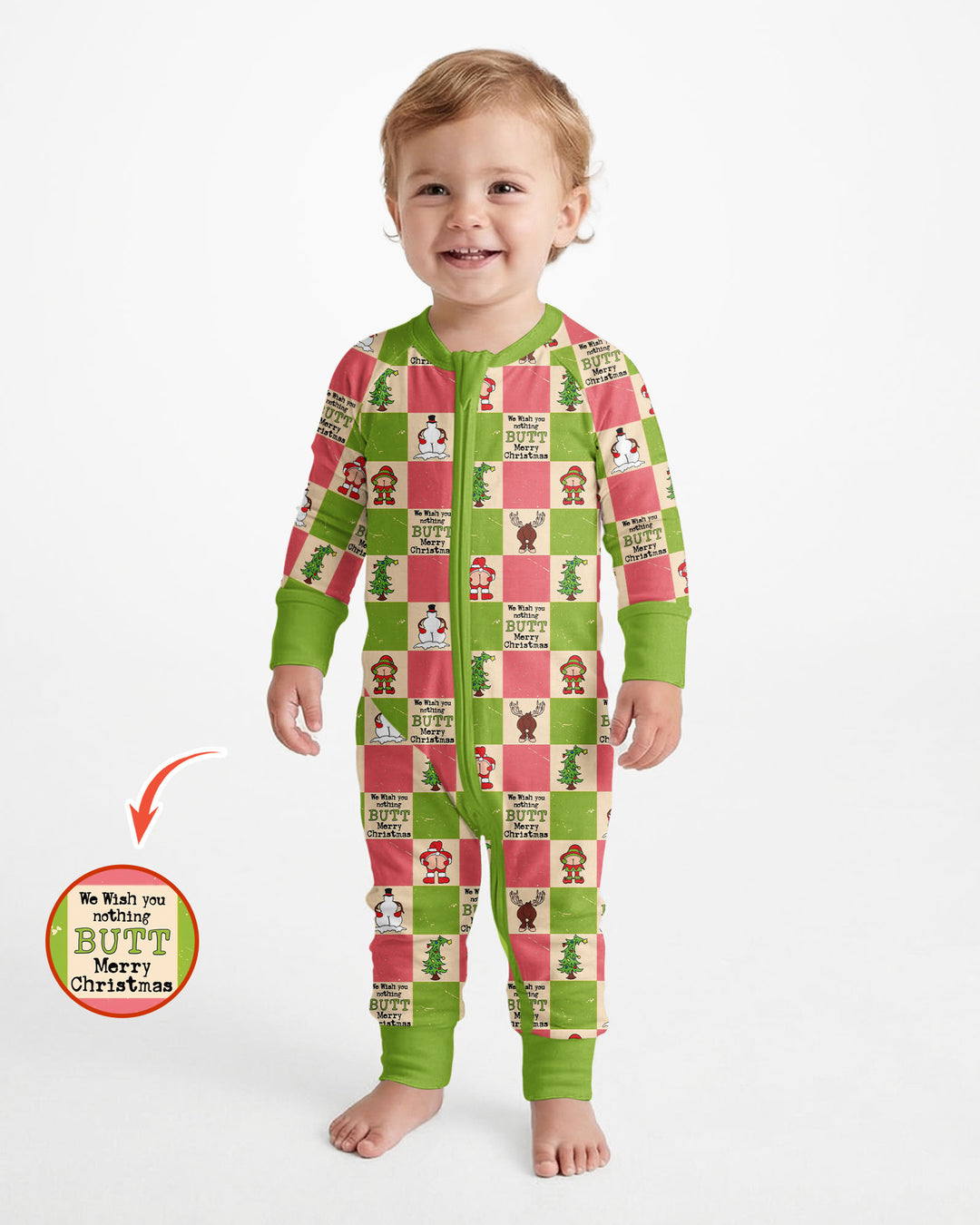 Nothing Butt Merry Christmas Checkerboard Bamboo Convertible Zippy