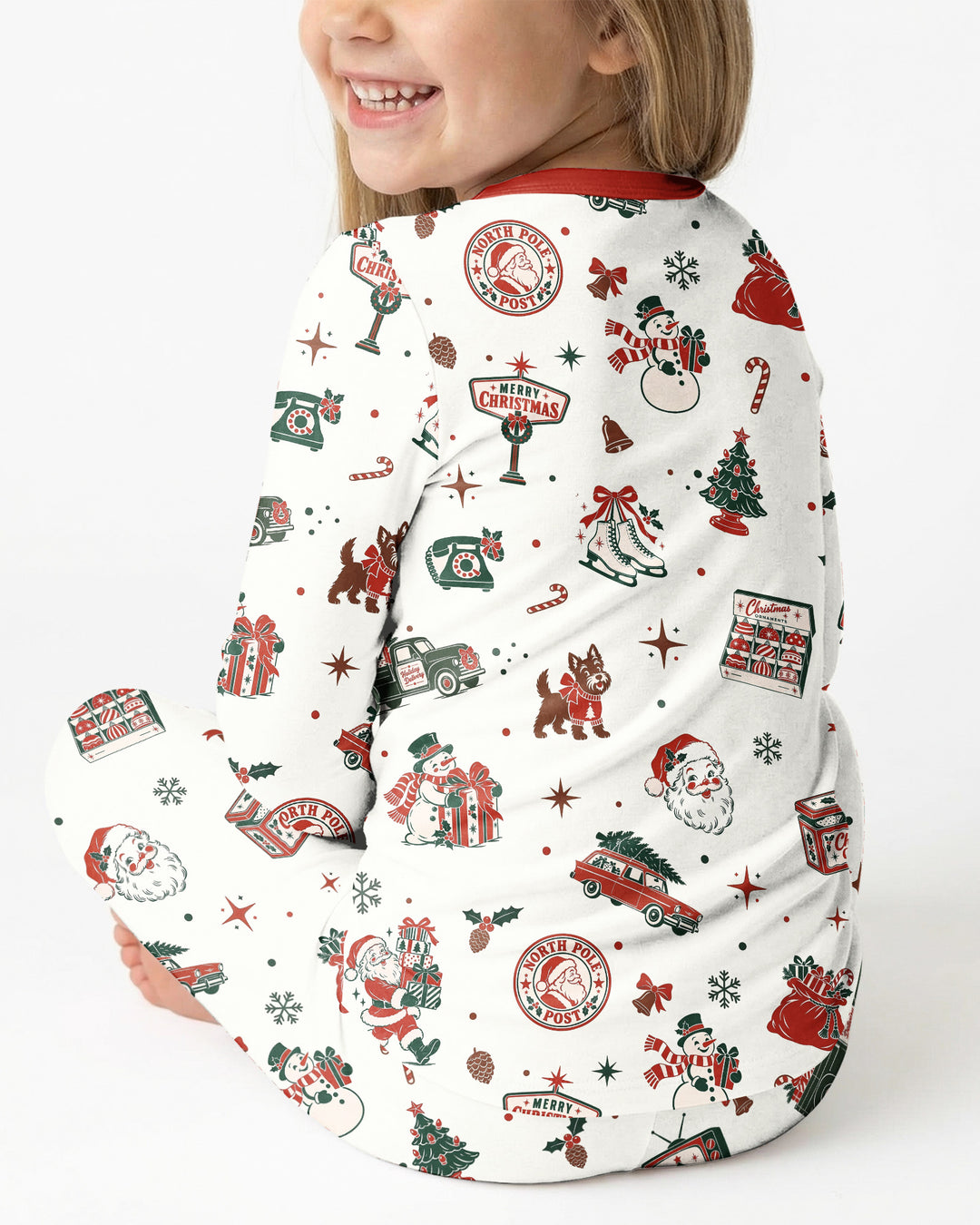 North Pole Retro Bamboo Two Piece Long Sleeve Pajama Set