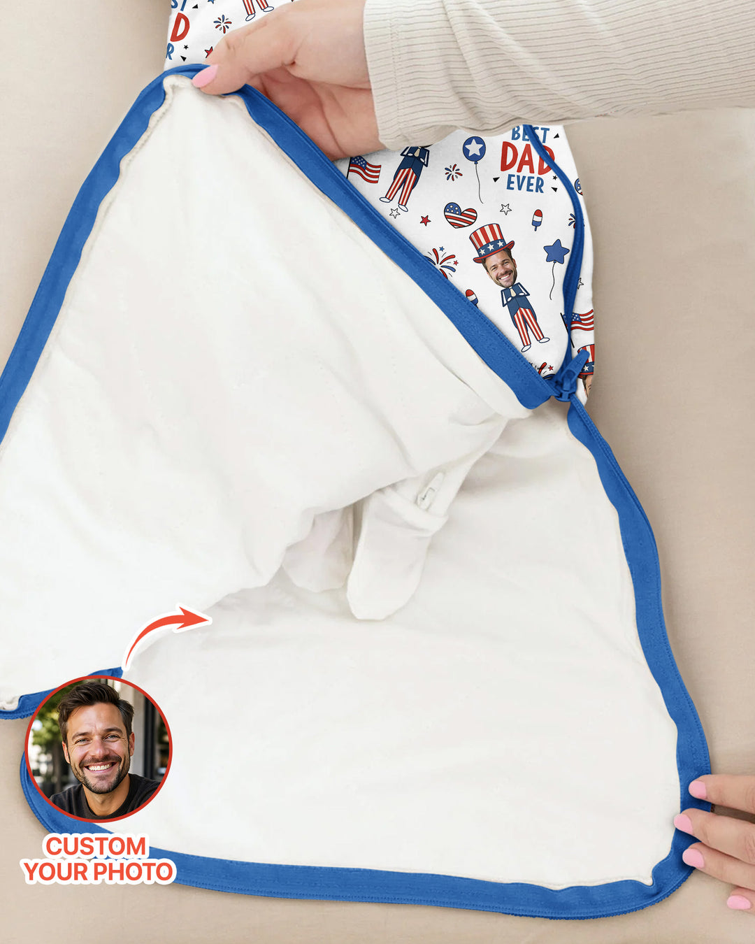 Custom Photo Best Patriotic Family Ever Bamboo Sleep Bag