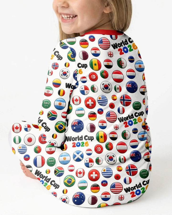 Soccer Cup All Country Balls Bamboo Two Piece Long Sleeve Pajama Set