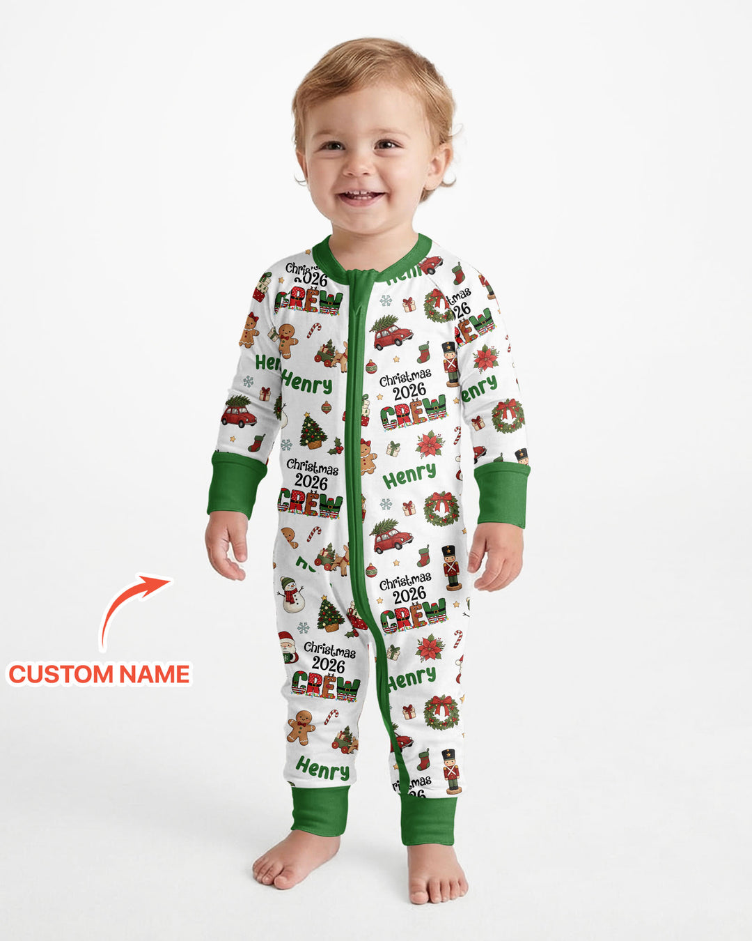 Custom Name Christmas 2026 Crew Bamboo Convertible Zippy