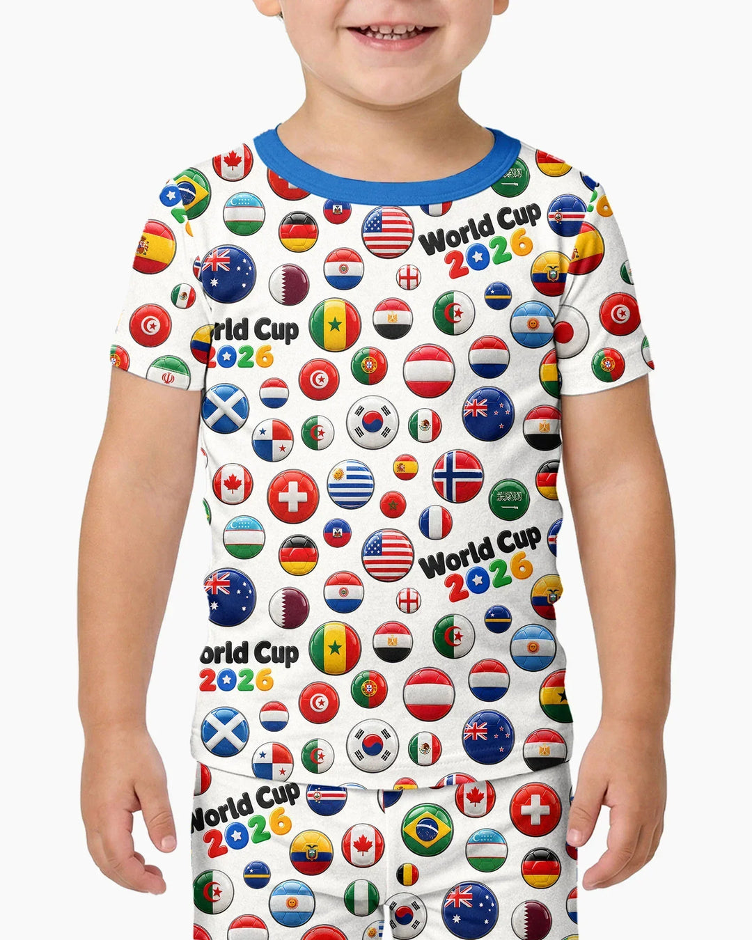 Soccer Cup All Country Balls Bamboo Two Piece Short Sleeve Pajama Set