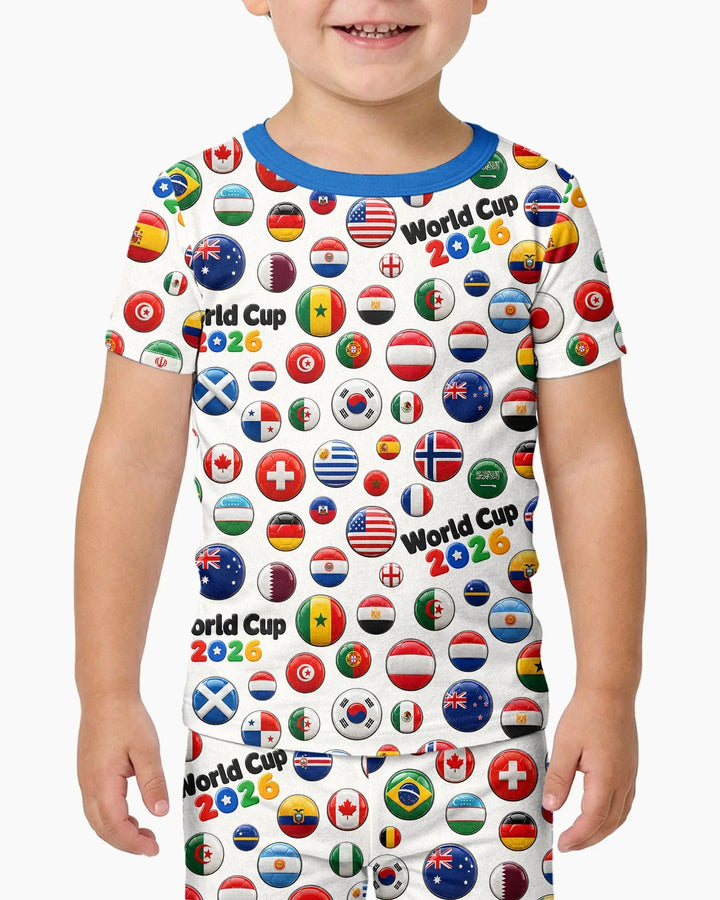 Soccer Cup All Country Balls Bamboo Two Piece Short Sleeve Pajama Set