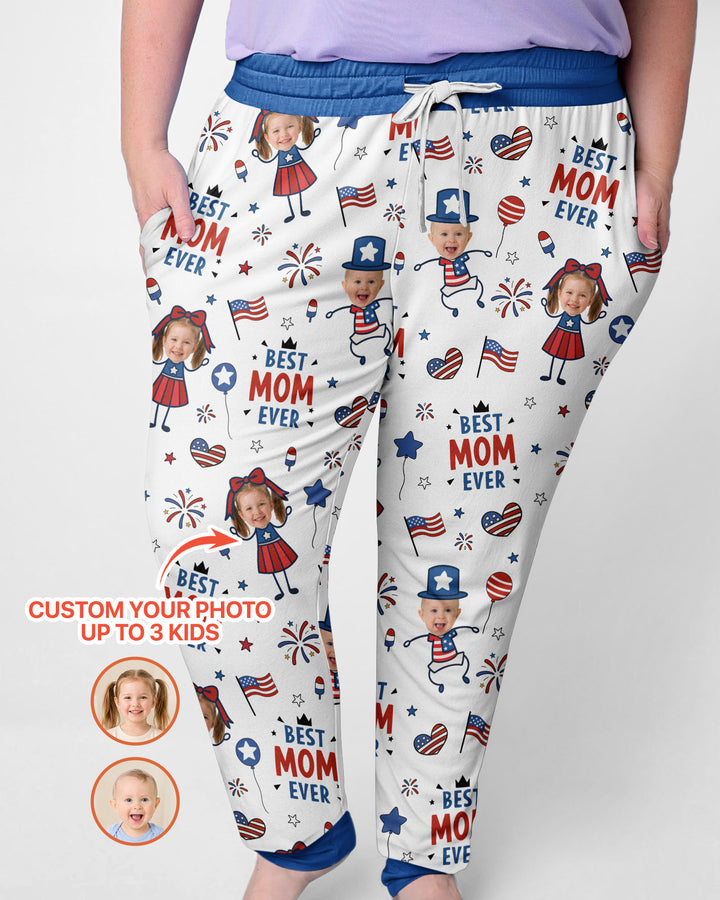 Custom Photo Best Patriotic Family Ever Bamboo Women Pajama Set