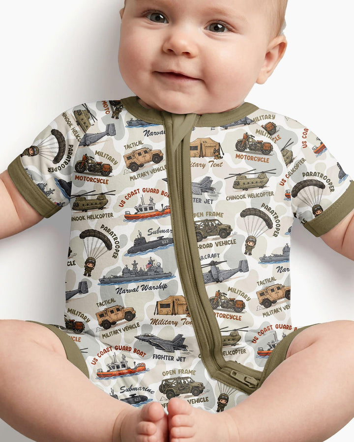 Little Hero Military Family Matching Bamboo Shorty Zippy