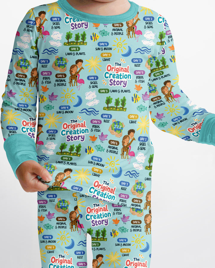 The Seven Days Of Creation Story Bamboo Two Piece Long Sleeve Pajama Set