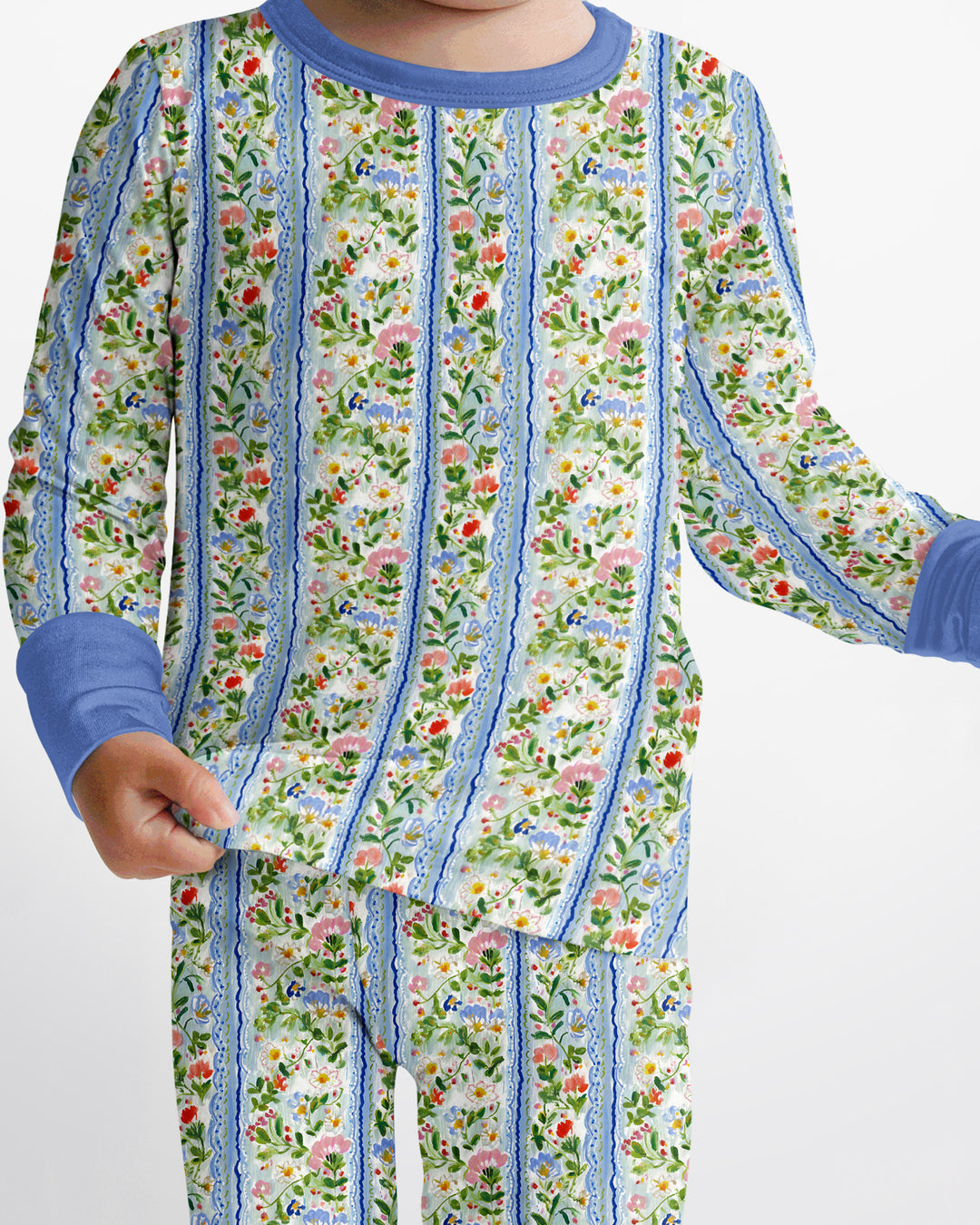 Paste Floral Girl Bamboo Two Piece Long Sleeve Pajama Set