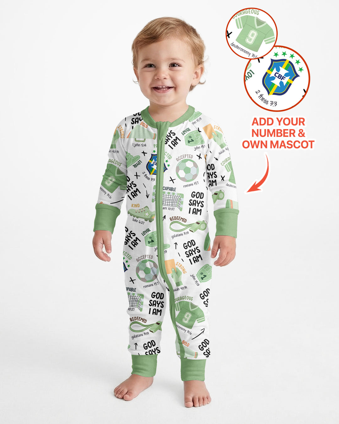 Personalized God Says I Am SOCCER Bamboo Convertible Zippy