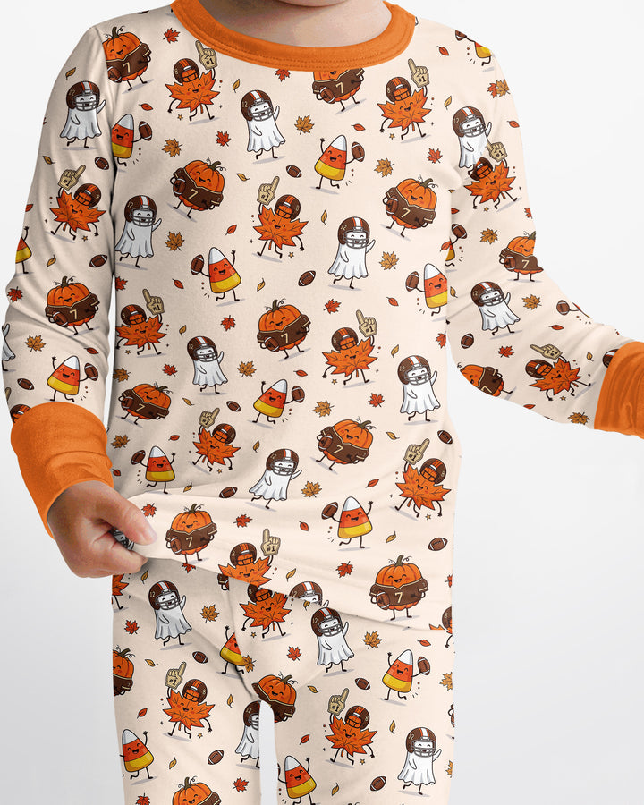 Fall Day Football Bamboo Two Piece Long Sleeve Pajama Set