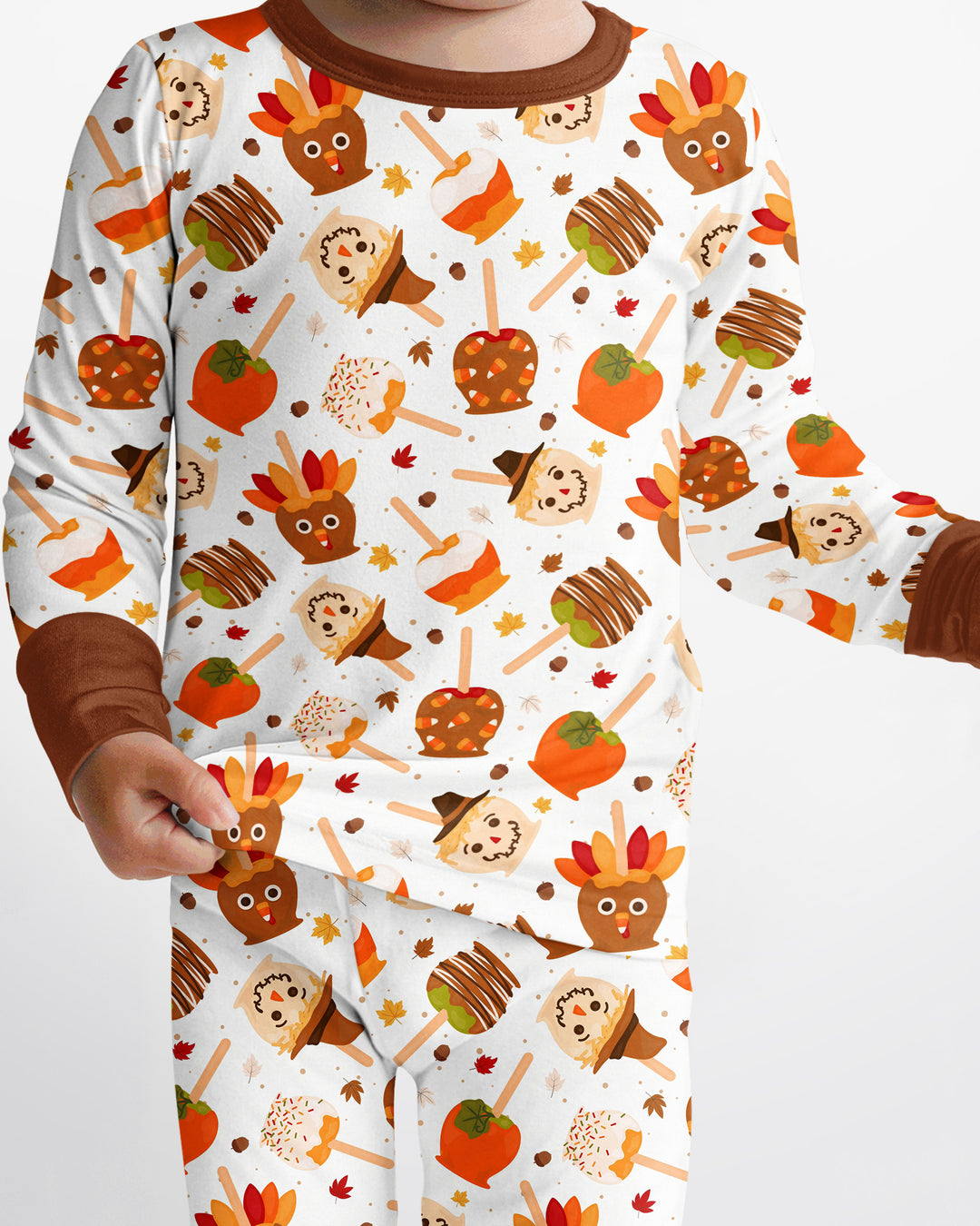 Fall Caramel Apple Family Matching Bamboo Two Piece Long Sleeve Pajama Set