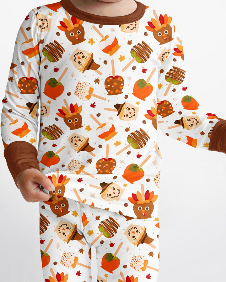 Fall Caramel Apple Family Matching Bamboo Two Piece Long Sleeve Pajama Set