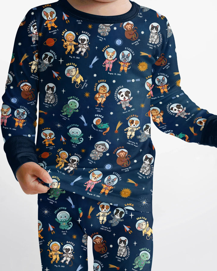 Animal Astronauts Bamboo Two Piece Long Sleeve Pajama Set