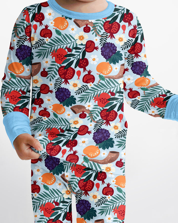 Pomegranate Blessings Night Family Matching Bamboo Two Piece Long Sleeve Pajama Set