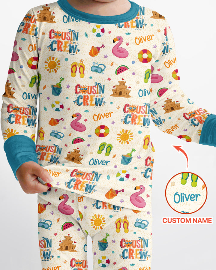 Conjunto de pijama de dos piezas de bambú con mangas largas, plantilla PERSONALIZADA