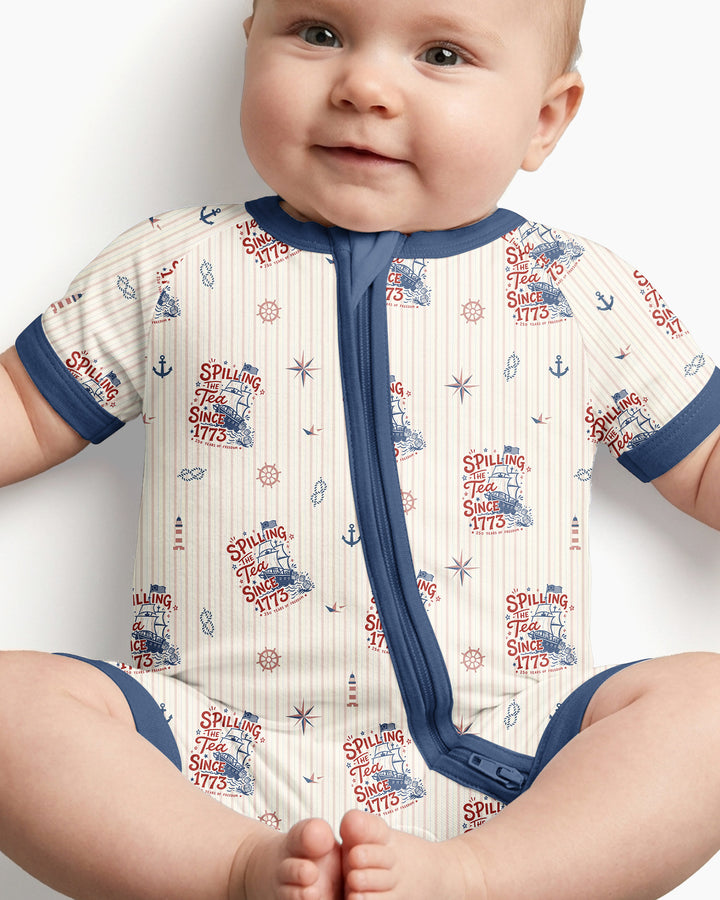Spilling The Tea Since 1773 Family Matching Bamboo Shorty Zippy