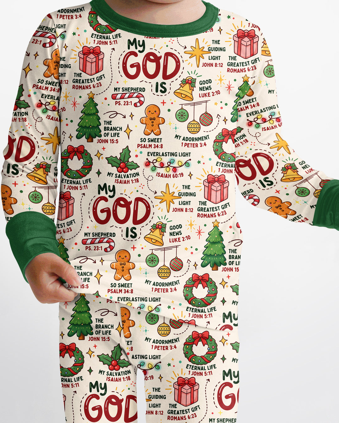 Christmas My God Is Bamboo Two Piece Long Sleeve Pajama Set