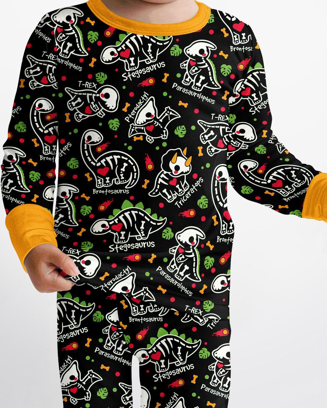 Kawaii Skeleton Dinos Bamboo Two Piece Long Sleeve Pajama Set
