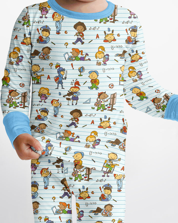 School Days Adventure Bamboo Two Piece Long Sleeve Pajama Set