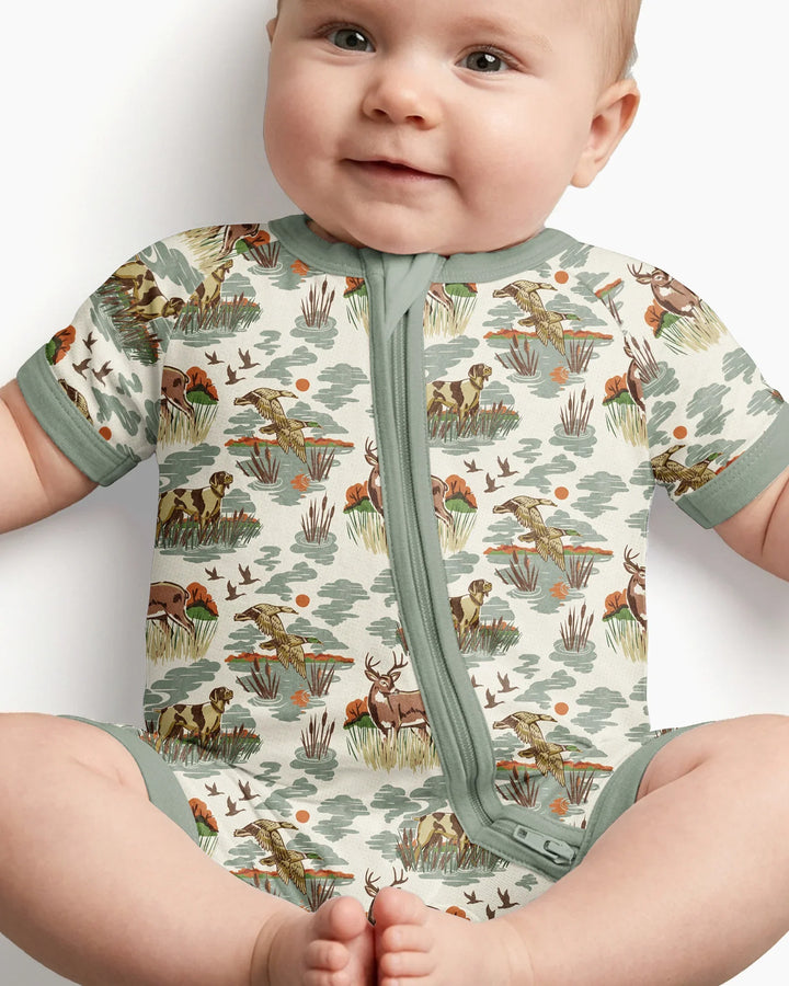 Vintage Hunting Season Daddy& Me Matching Bamboo Shorty Zippy