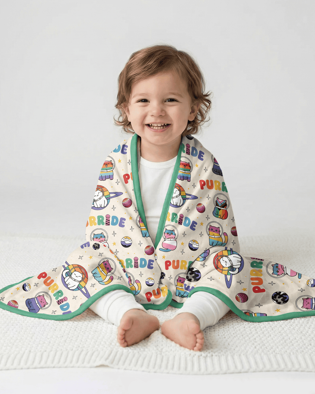 Rainbow Space Cats Family Matching Bamboo Blanket