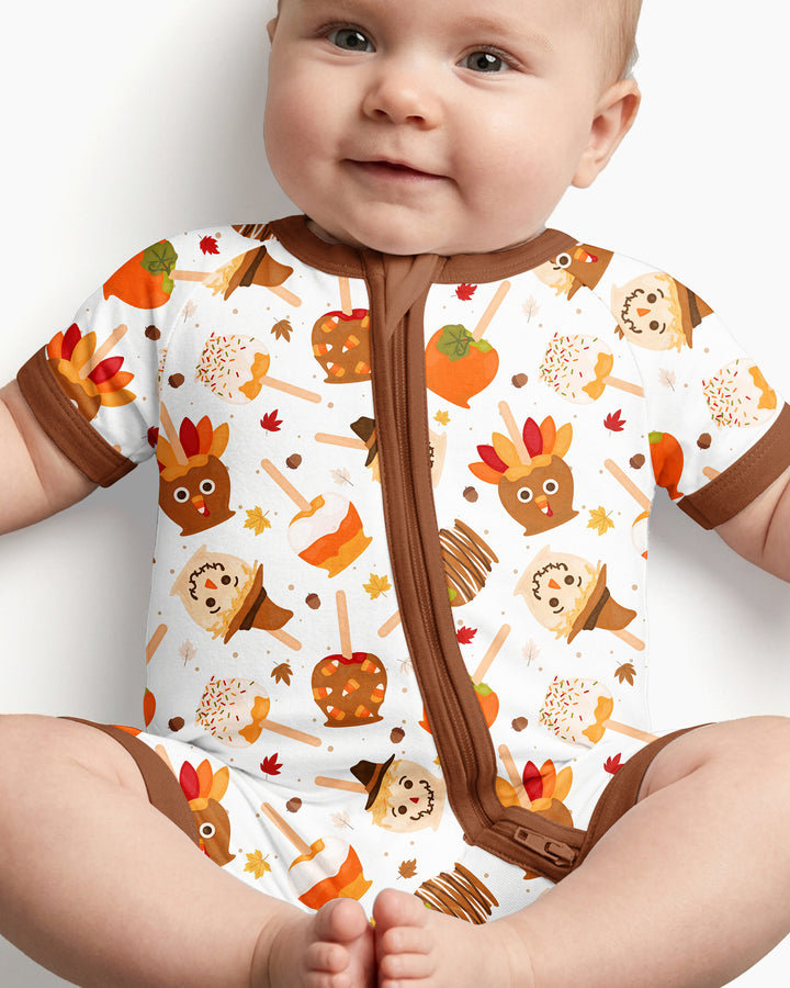 Fall Caramel Apple Family Matching Bamboo Shorty Zippy