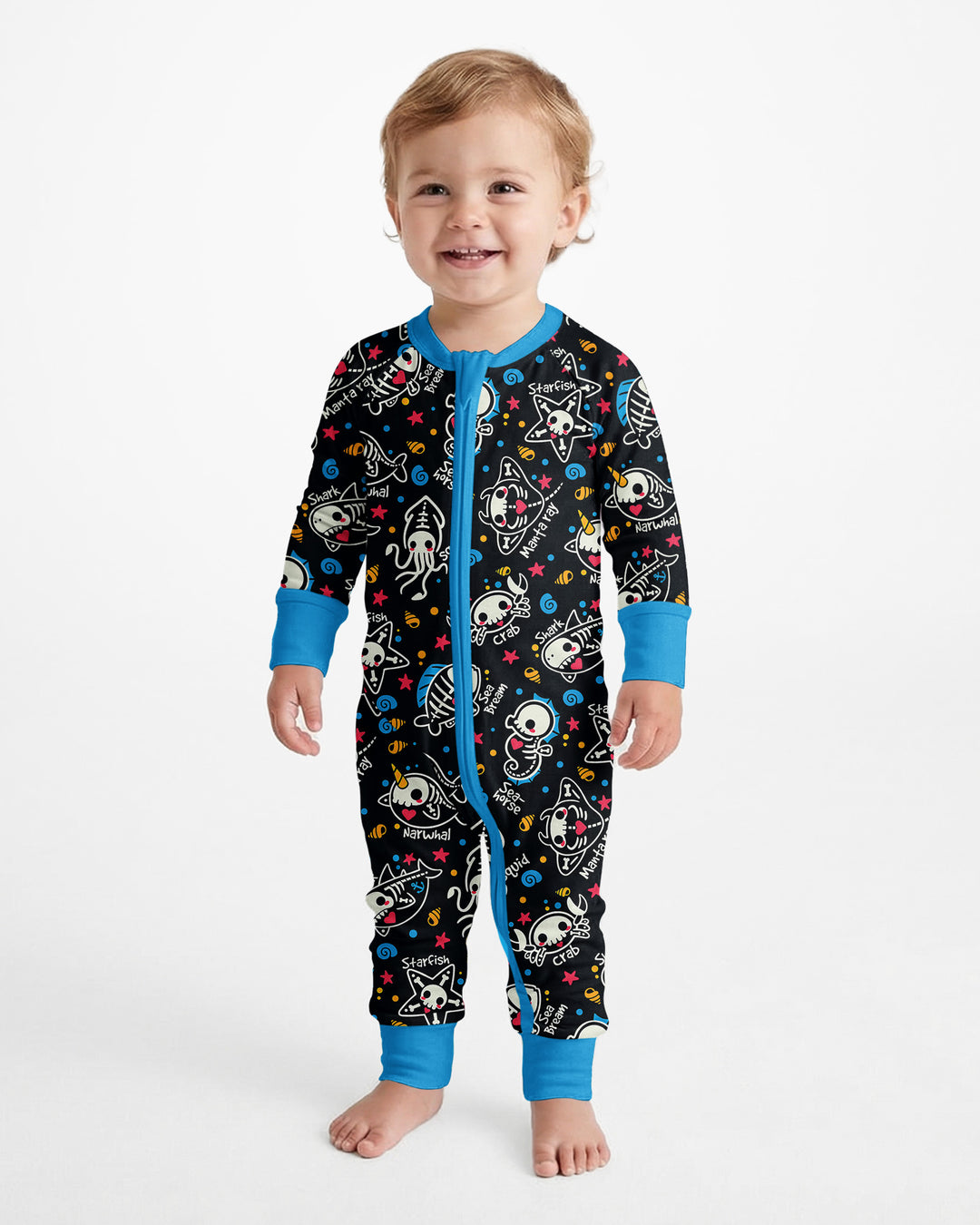 Kawaii Skeleton Ocean Animals Bamboo Convertible Zippy