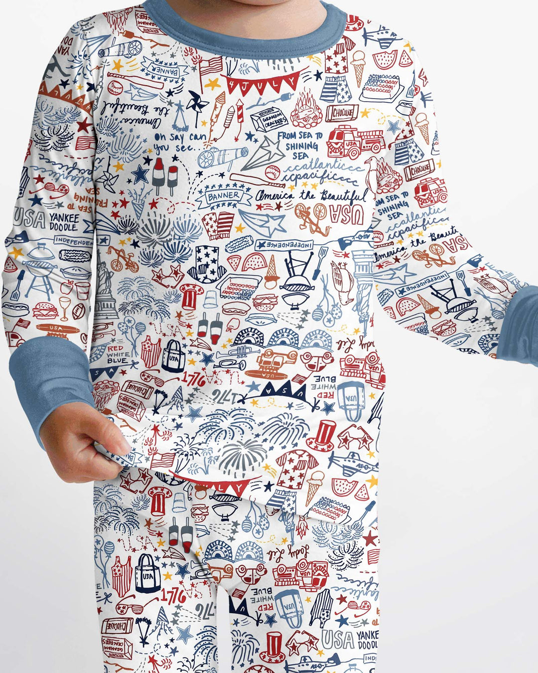Liberty Doodle 250th Family Matching Bamboo Two Piece Long Sleeve Pajama Set