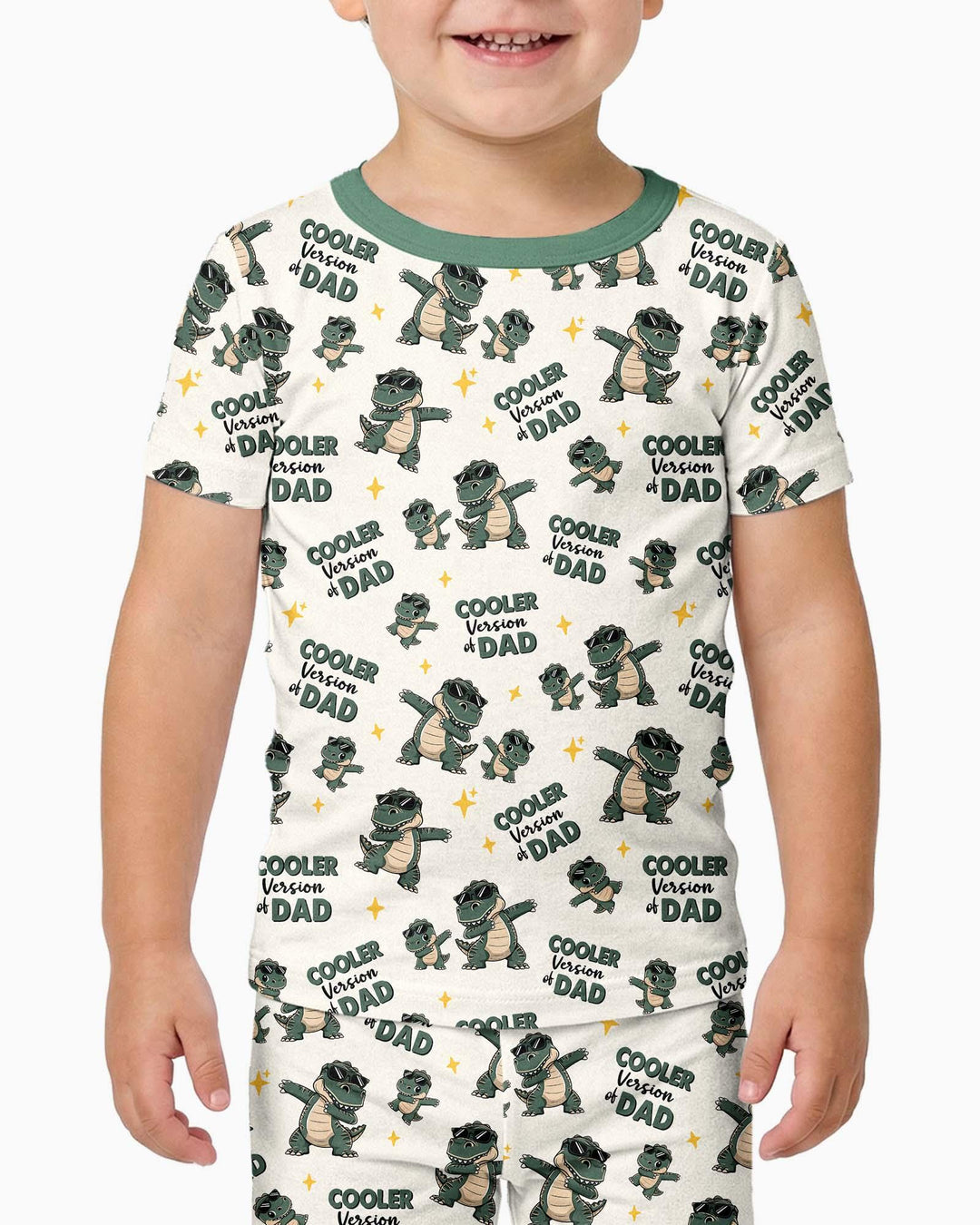 Cool Dino Daddy & Me Matching Bamboo Two Piece Short Sleeve Pajama Set