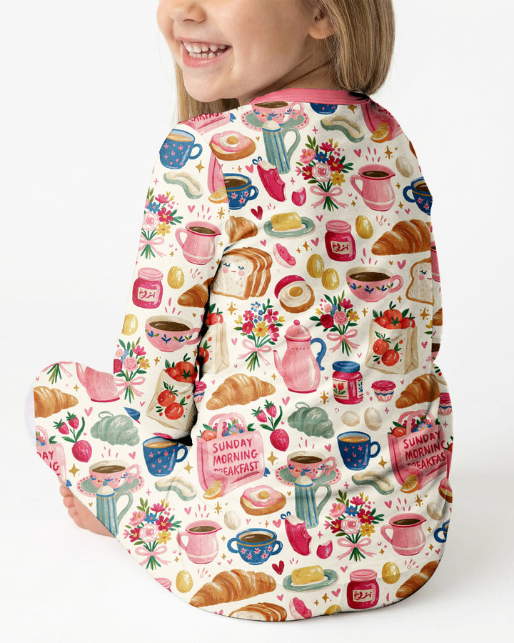 Sunday Morning Breakfast Bamboo Two Piece Long Sleeve Pajama Set