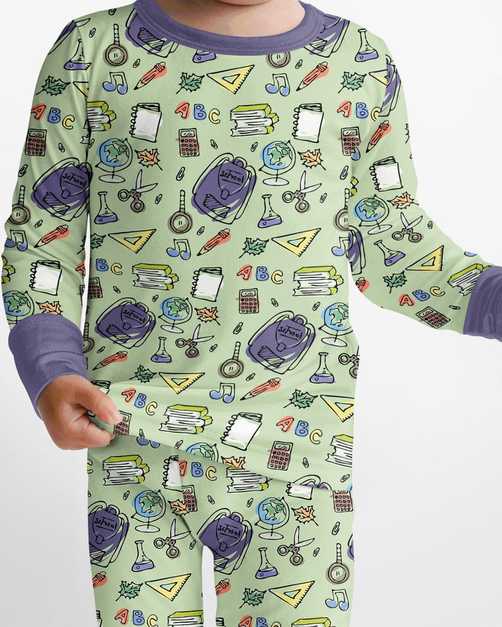 Doodle School Days Bamboo Two Piece Long Sleeve Pajama Set