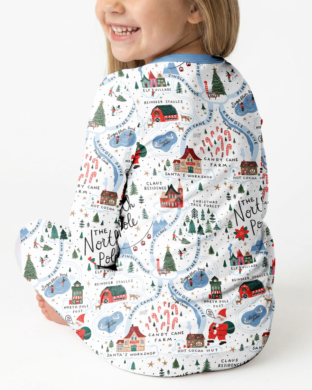 The North Pole Map Bamboo Two Piece Long Sleeve Pajama Set