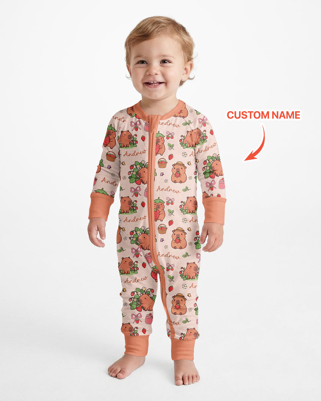 Custom Name Capybara Strawberry Bamboo Convertible Zippy
