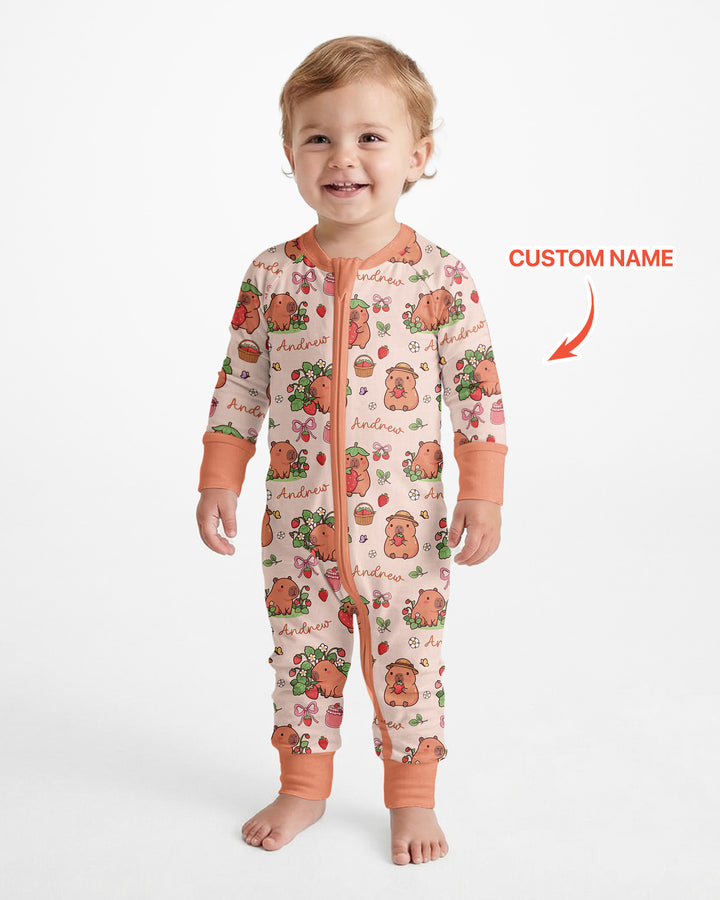 Custom Name Capybara Strawberry Bamboo Convertible Zippy
